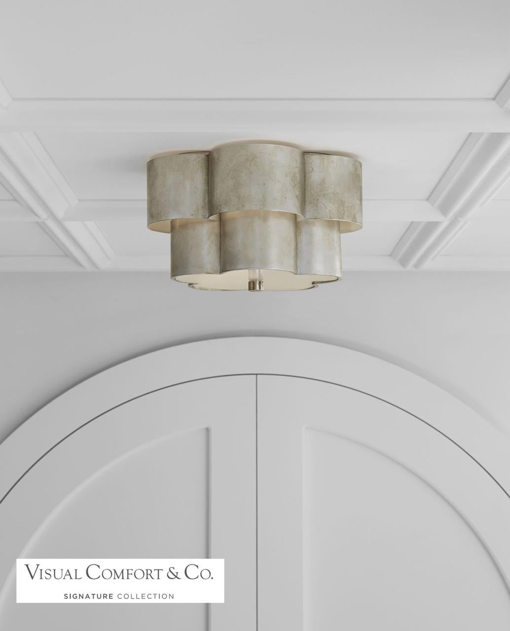 Visual Comfort & Co. Signature Collection Arabelle Flush Mount, 3-Light, Burnished Silver Leaf, Frosted Acrylic, 13.5"W (ARN 4306BSL-FG 2V2RE)