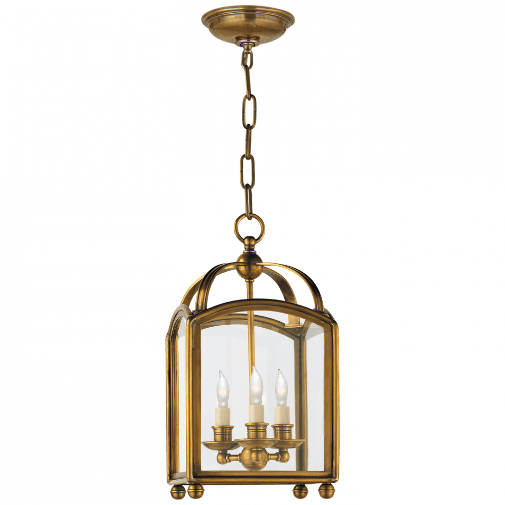 Visual Comfort Signature Arch Top Mini Lantern Pendant Antique-Burnished Brass