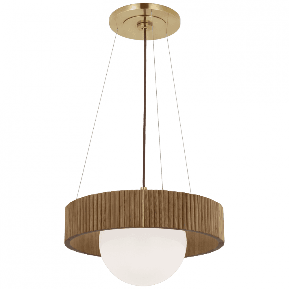 Visual Comfort Signature Arena 18 Hand-Rubbed Antique Brass and White Glass