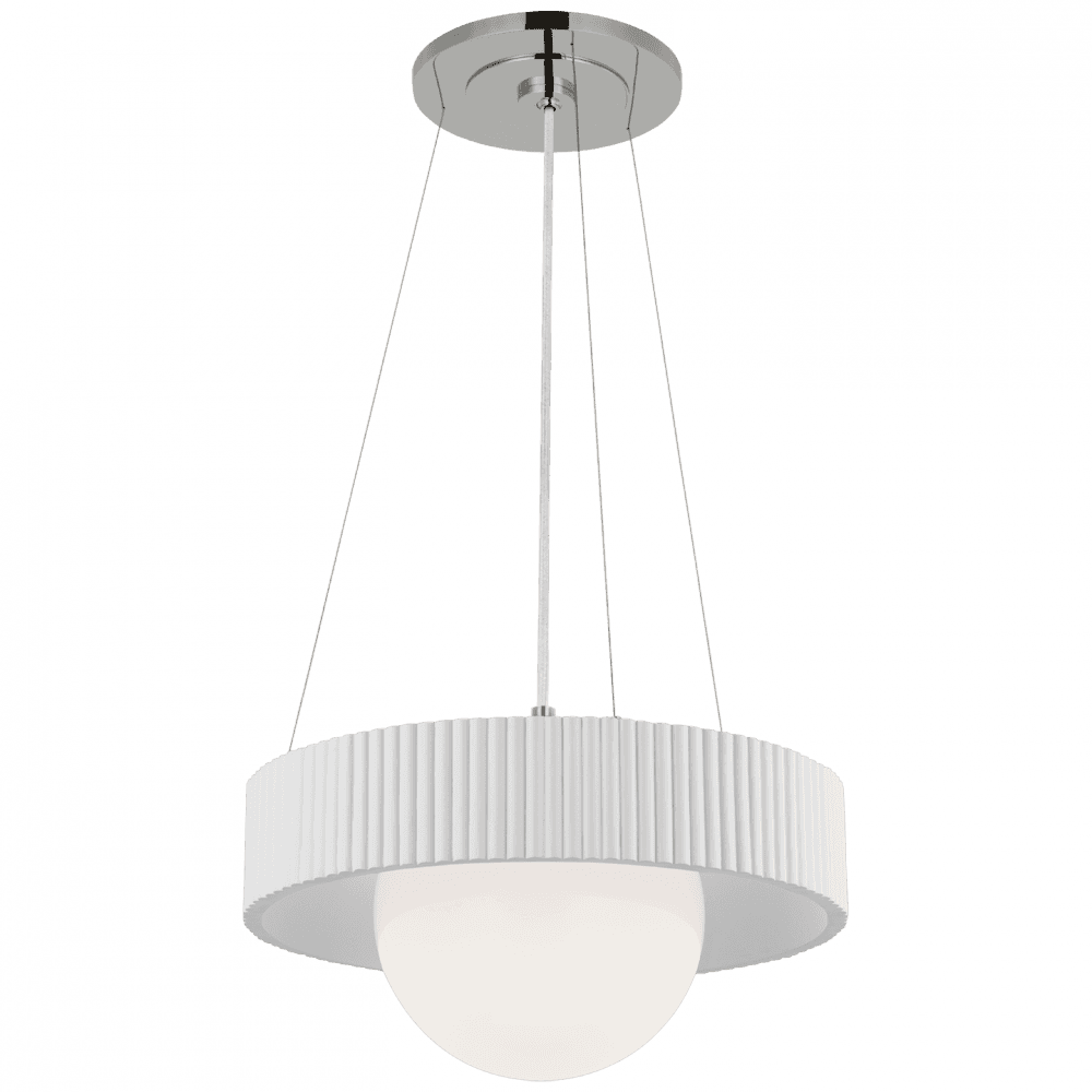 Visual Comfort Signature Arena 18 Polished Nickel and White Glass