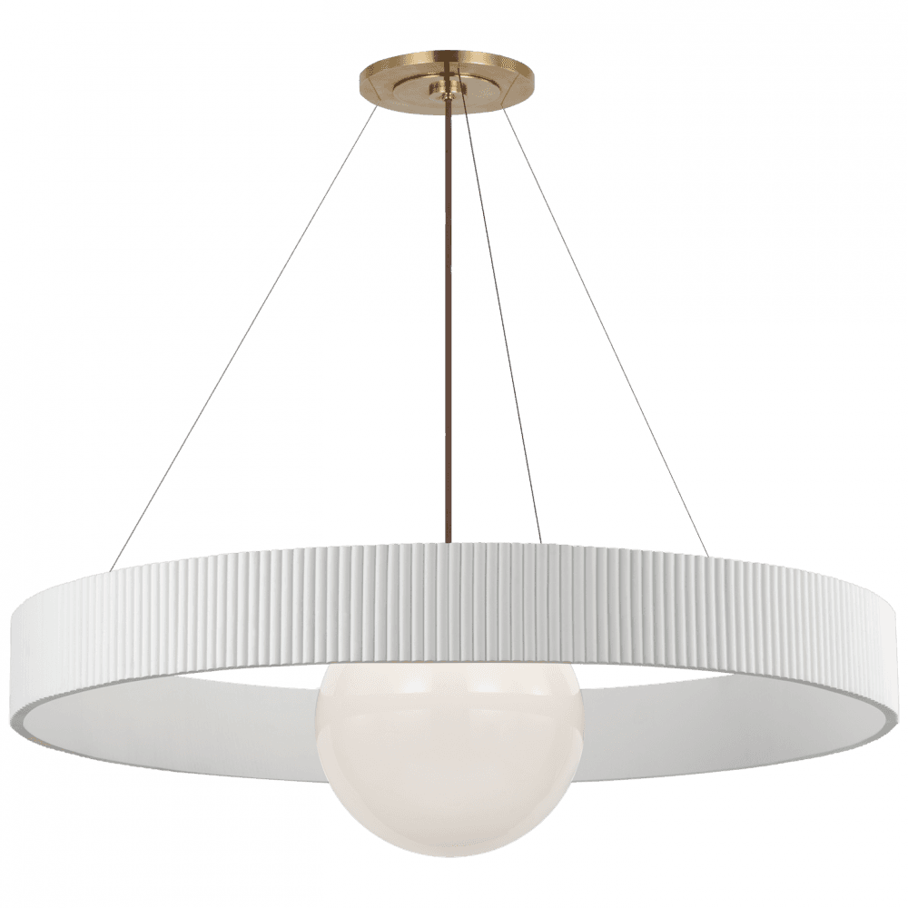 Visual Comfort Signature Arena 42 Hand-Rubbed Antique Brass and White Glass