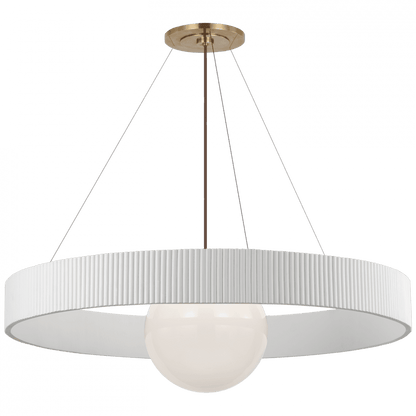 Visual Comfort Signature Arena 42 Hand-Rubbed Antique Brass and White Glass