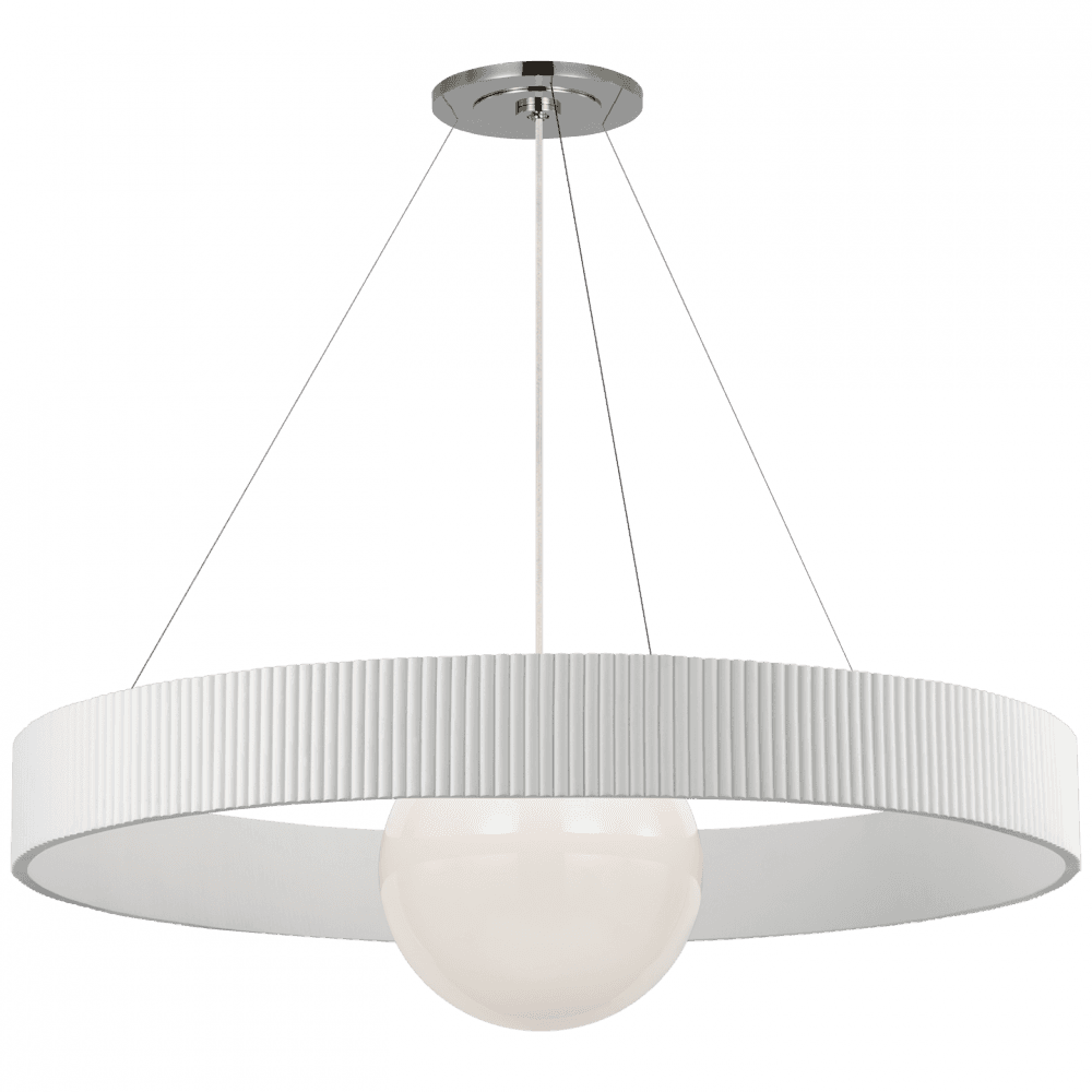 Visual Comfort Signature Arena 42 Polished Nickel and White Glass