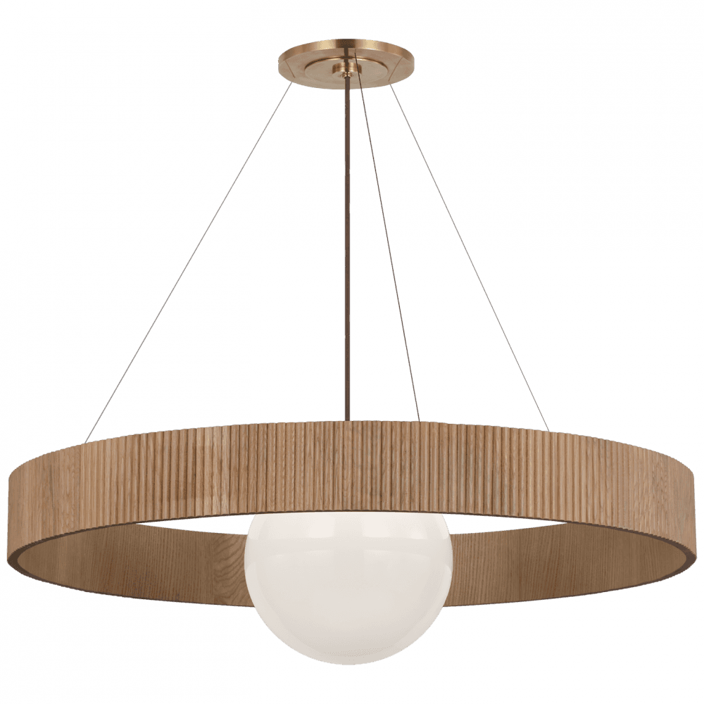 Visual Comfort Signature Arena 53 Hand-Rubbed Antique Brass and White Glass