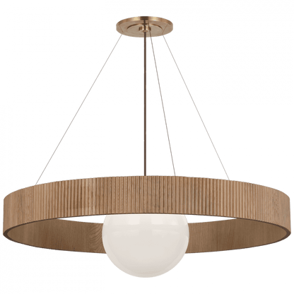 Visual Comfort Signature Arena 53 Hand-Rubbed Antique Brass and White Glass
