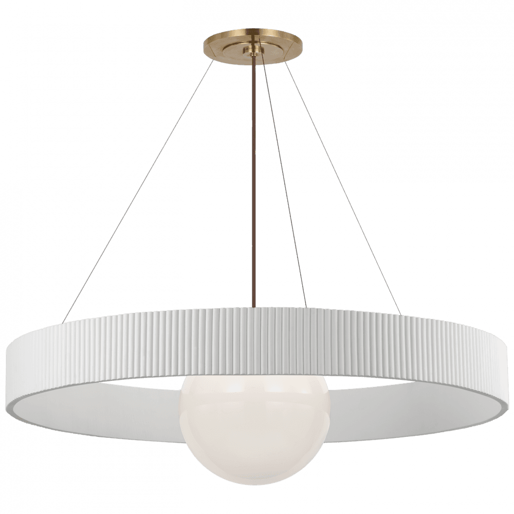 Visual Comfort Signature Arena 53 Hand-Rubbed Antique Brass and White Glass