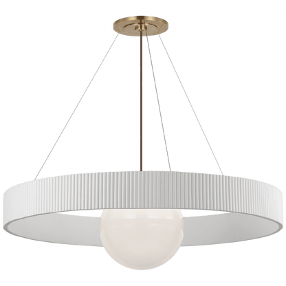 Visual Comfort Signature Arena 53 Hand-Rubbed Antique Brass and White Glass