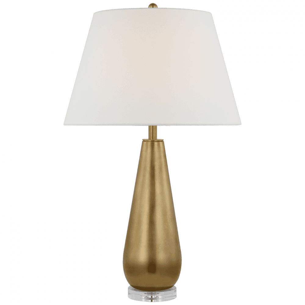 Visual Comfort Signature Aris Large Table Lamp Antique-Burnished Brass and Clear Glass