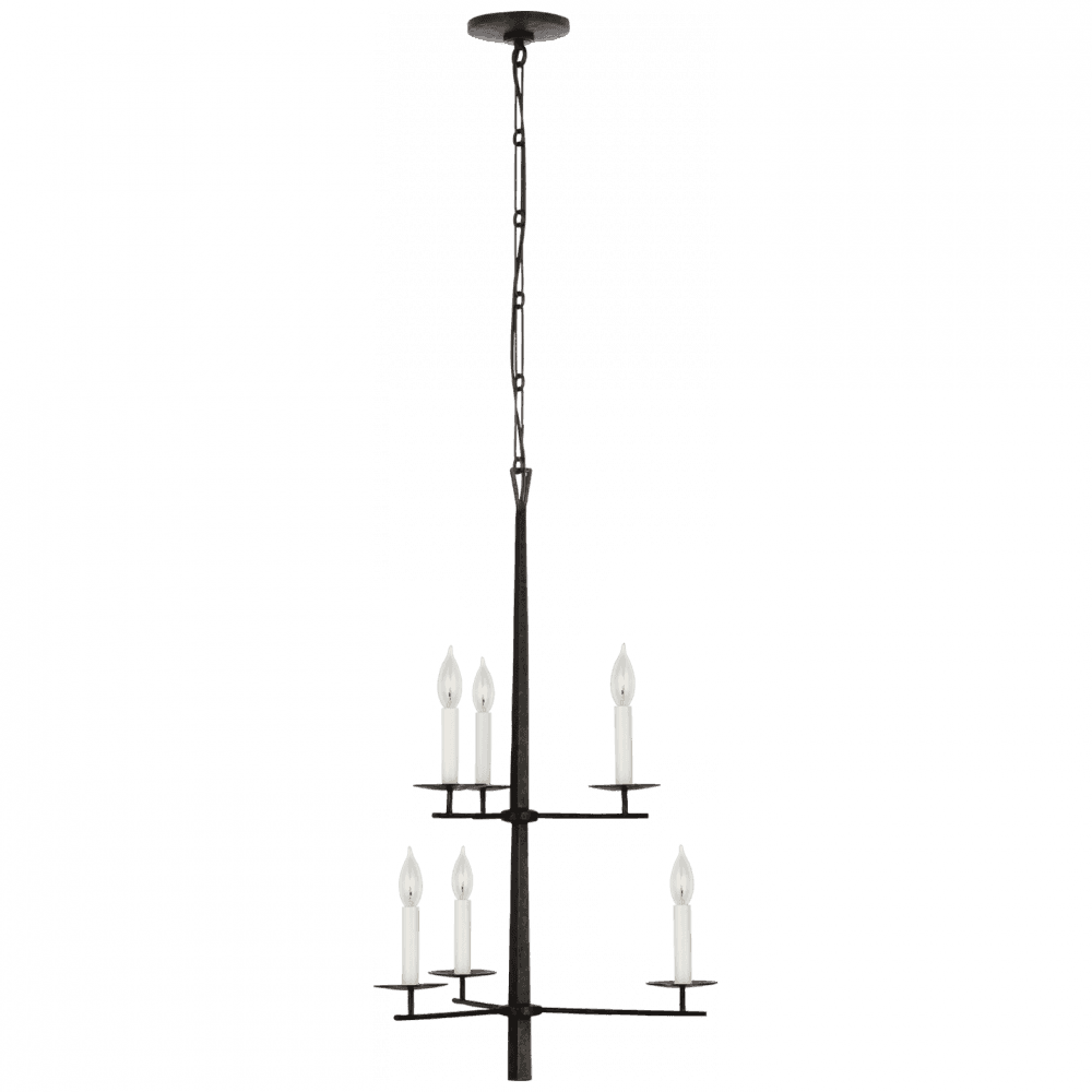 Visual Comfort Signature Arnav Small Two-Tier Entry Chandelier Aged Iron