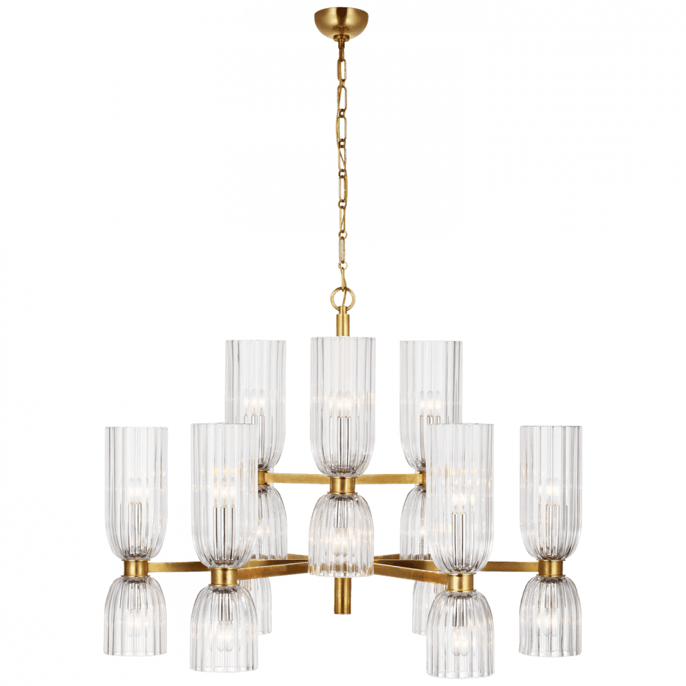 Visual Comfort Signature Asalea Medium Two-Tier Chandelier Hand-Rubbed Antique Brass