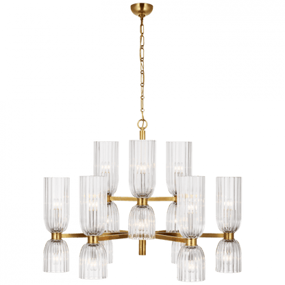 Visual Comfort Signature Asalea Medium Two-Tier Chandelier Hand-Rubbed Antique Brass