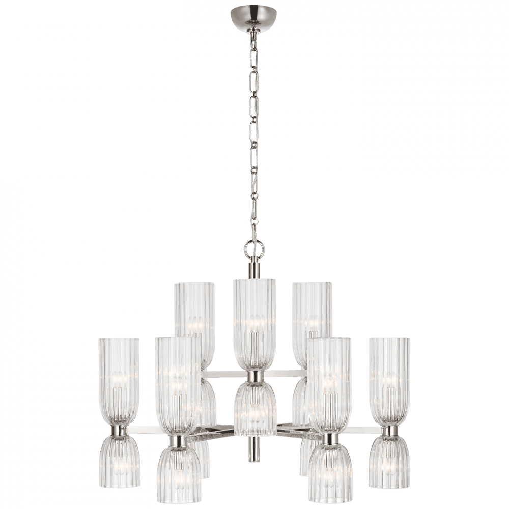 Visual Comfort Signature Asalea Medium Two-Tier Chandelier Polished Nickel