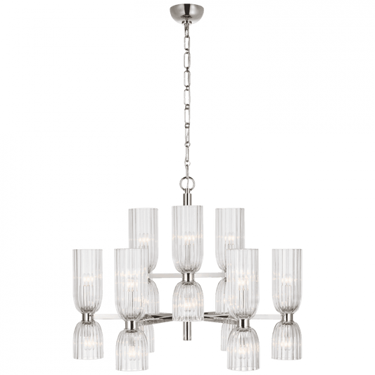 Visual Comfort Signature Asalea Medium Two-Tier Chandelier Polished Nickel