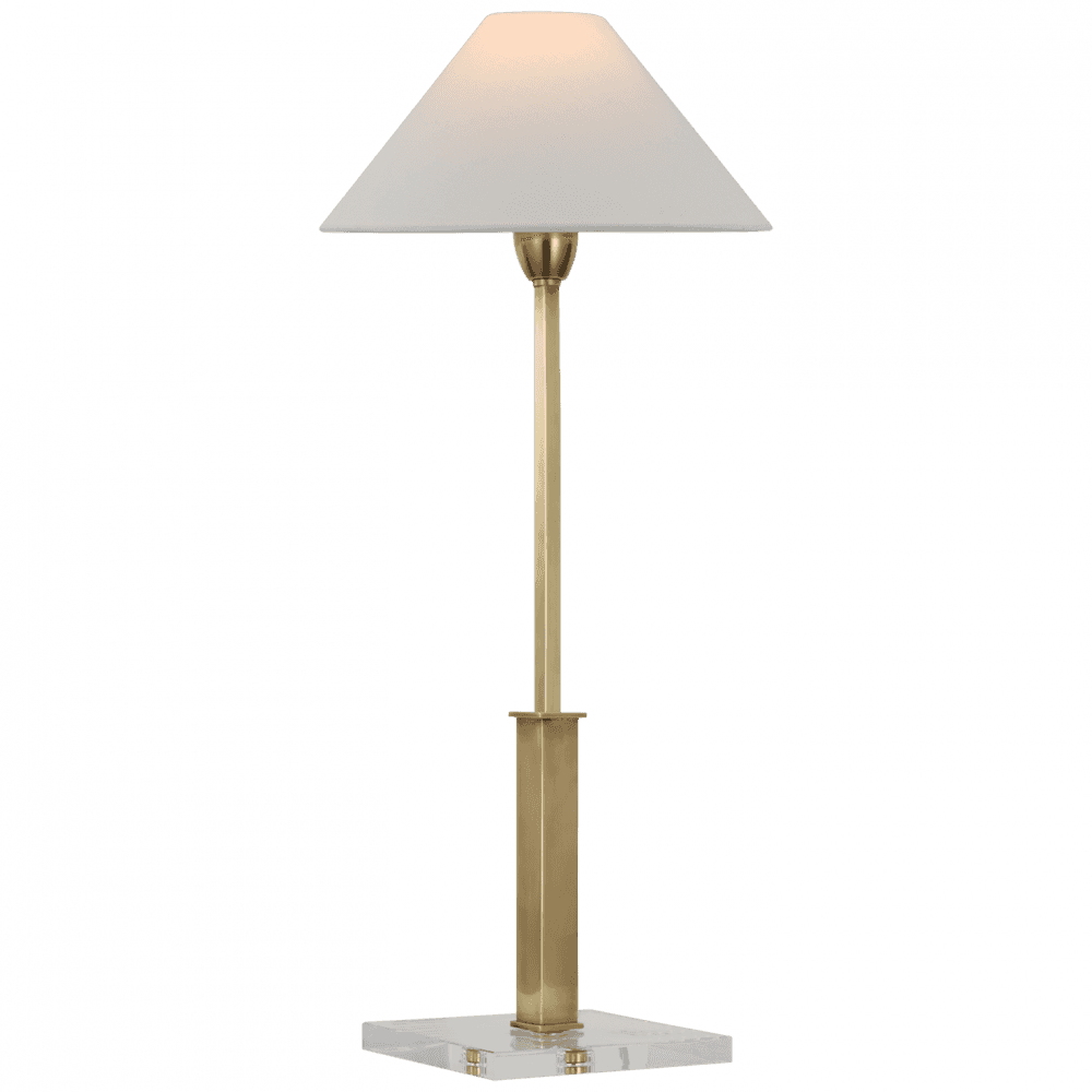 Visual Comfort Signature Asher Table Lamp Hand-Rubbed Antique Brass and Crystal