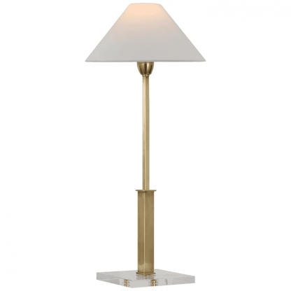 Visual Comfort Signature Asher Table Lamp Hand-Rubbed Antique Brass and Crystal