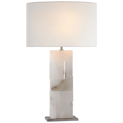 Visual Comfort Signature Ashlar Large Table Lamp Alabaster and Hand-Rubbed Antique Brass