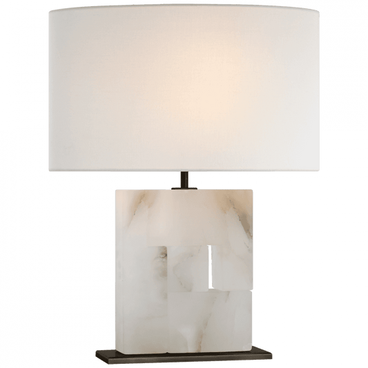 Visual Comfort Signature Ashlar Medium Table Lamp Alabaster and Bronze