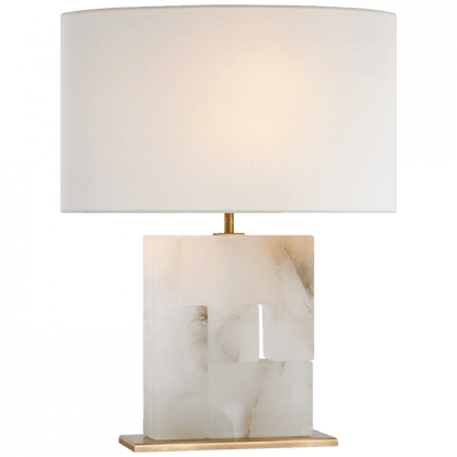 Visual Comfort Signature Ashlar Medium Table Lamp Alabaster and Hand-Rubbed Antique Brass