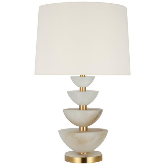 Visual Comfort Signature Aubert 28 Alabaster and Hand-Rubbed Antique Brass