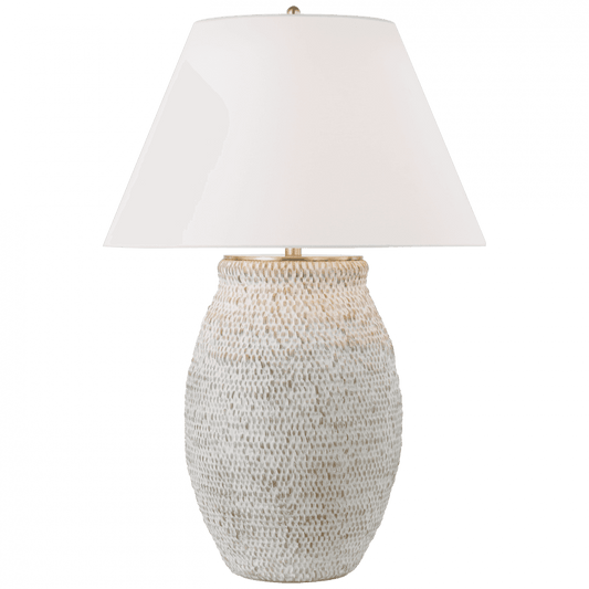 Visual Comfort Signature Avedon Large Table Lamp Plaster White Rattan