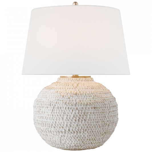 Visual Comfort Signature Avedon Small Table Lamp Plaster White Rattan