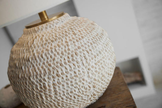 Visual Comfort Signature Avedon Small Table Lamp Natural Rattan