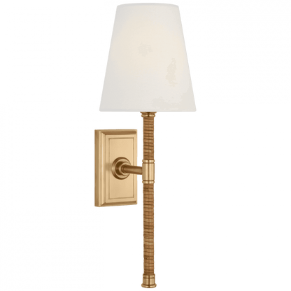 Visual Comfort Signature Basden 16 Antique-Burnished Brass and Natural Rattan