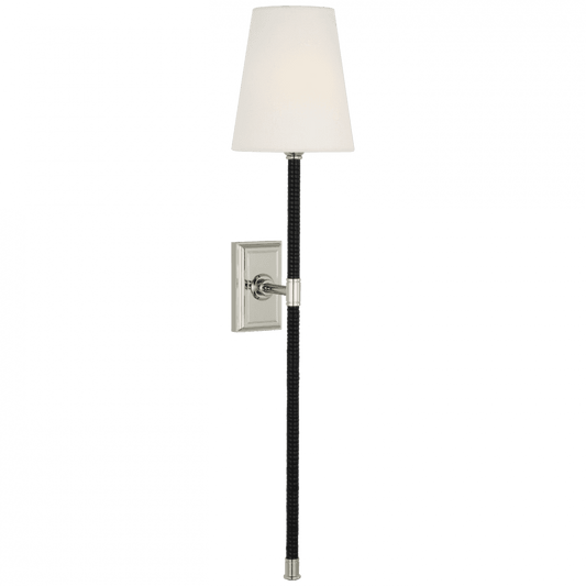 Visual Comfort Signature Basden 29 Polished Nickel and Black Rattan