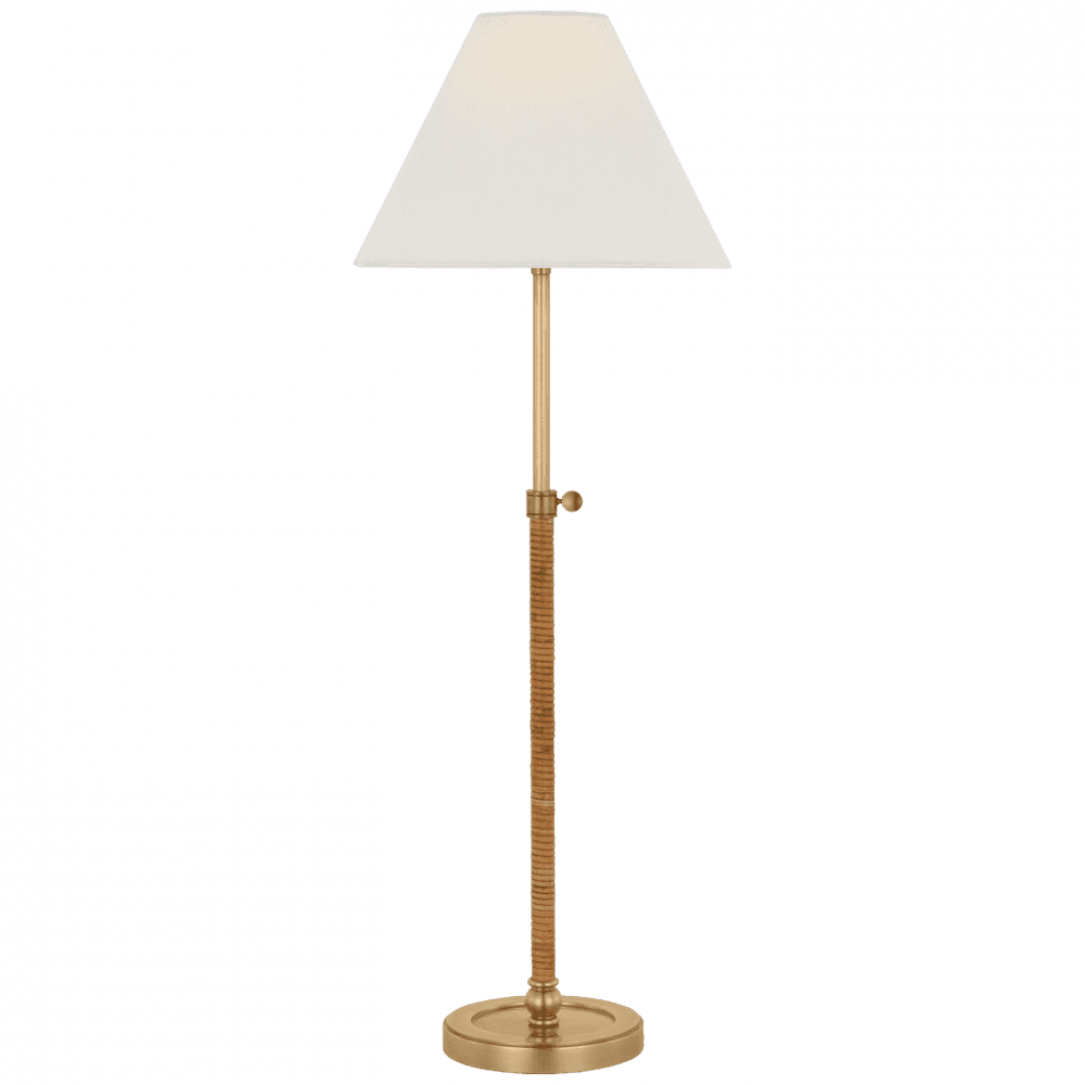 Visual Comfort Signature Basden 30 Antique-Burnished Brass and Natural Rattan
