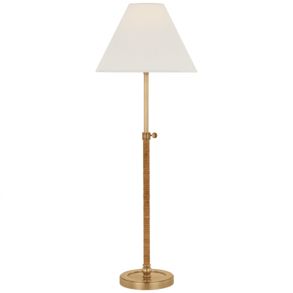 Visual Comfort Signature Basden 30 Antique-Burnished Brass and Natural Rattan