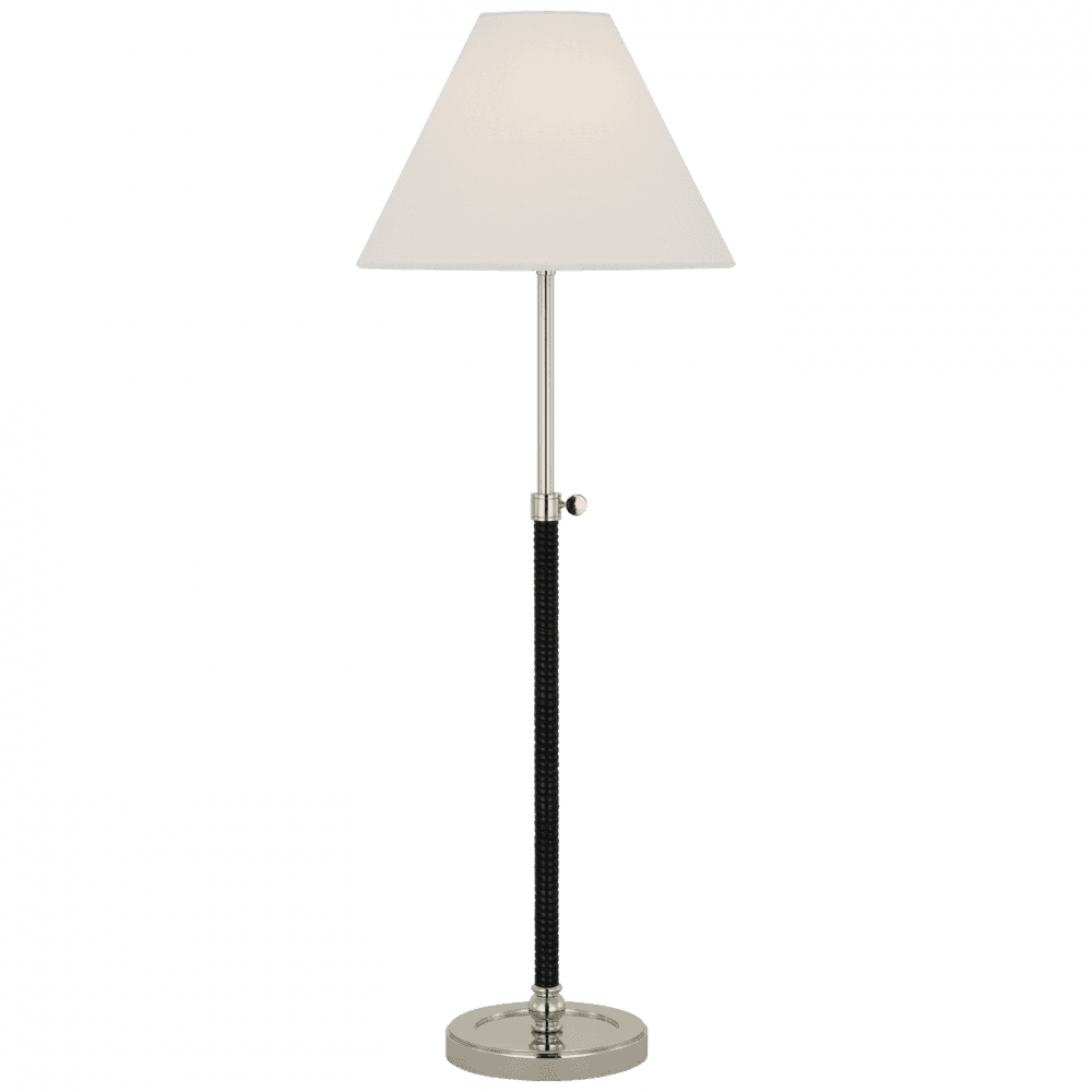 Visual Comfort Signature Basden 30 Polished Nickel and Black Rattan