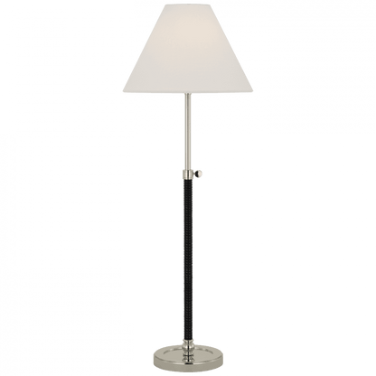 Visual Comfort Signature Basden 30 Polished Nickel and Black Rattan