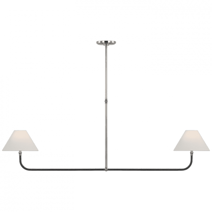 Visual Comfort Signature Basden Extra Large Linear Chandelier Polished Nickel and Black Rattan