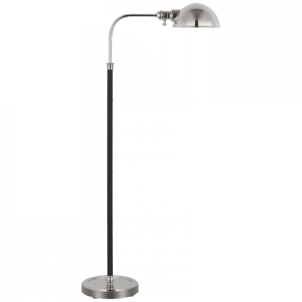 Visual Comfort Signature Basden Medium Pharmacy Lamp Polished Nickel and Black Rattan