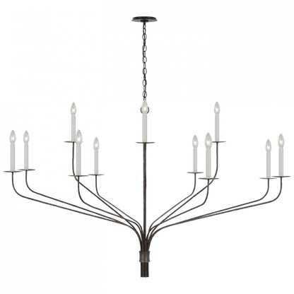 Visual Comfort Signature Belfair Grande Two-Tier Chandelier Aged Iron