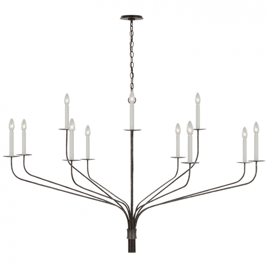 Visual Comfort Signature Belfair Grande Two-Tier Chandelier Aged Iron
