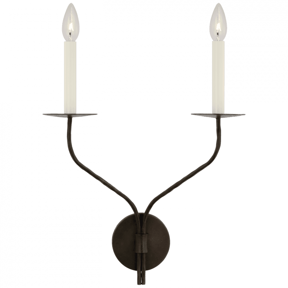 Visual Comfort Signature Belfair Large Double Sconce Aged Iron