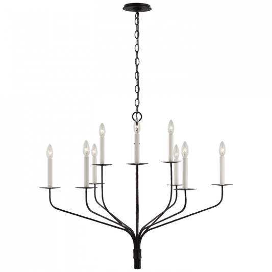 Visual Comfort Signature Belfair Large Two-Tier Chandelier Aged Iron