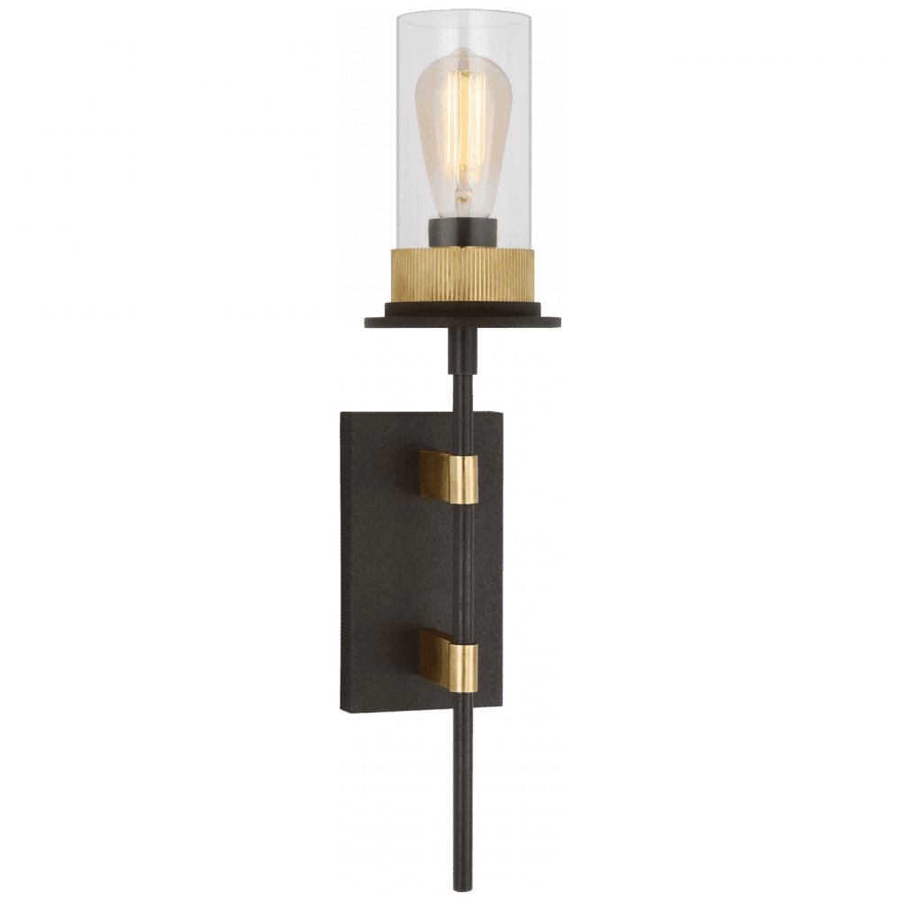 Visual Comfort Signature Beza Large Tail Wall Sconce Warm Iron and Antique Brass
