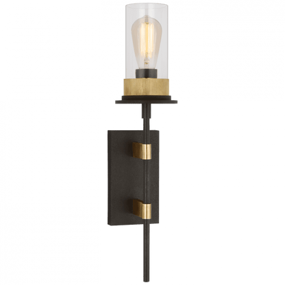 Visual Comfort Signature Beza Large Tail Wall Sconce Warm Iron and Antique Brass
