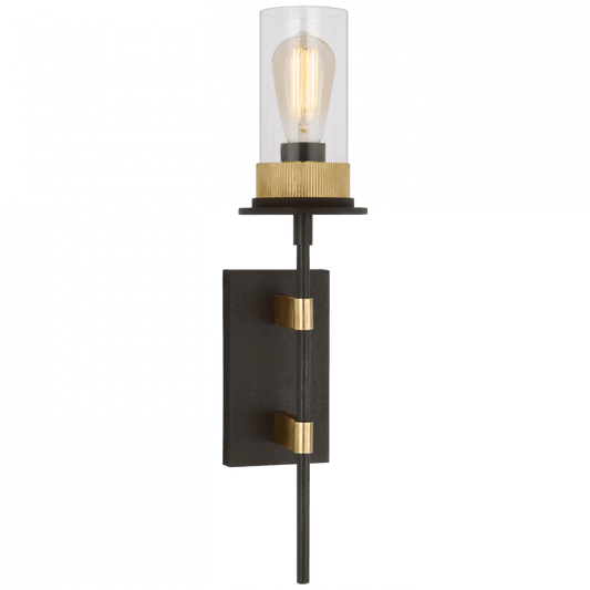 Visual Comfort Signature Beza Large Tail Wall Sconce Warm Iron and Antique Brass