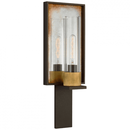 Visual Comfort Signature Beza Single Reflector Wall Sconce Warm Iron and Antique Mirror
