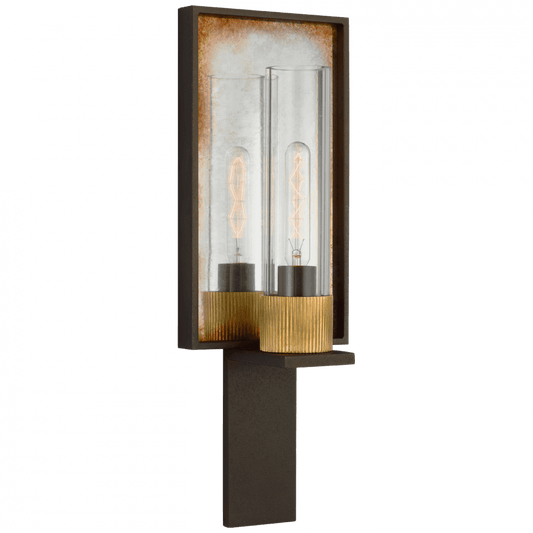Visual Comfort Signature Beza Single Reflector Wall Sconce Warm Iron and Antique Mirror