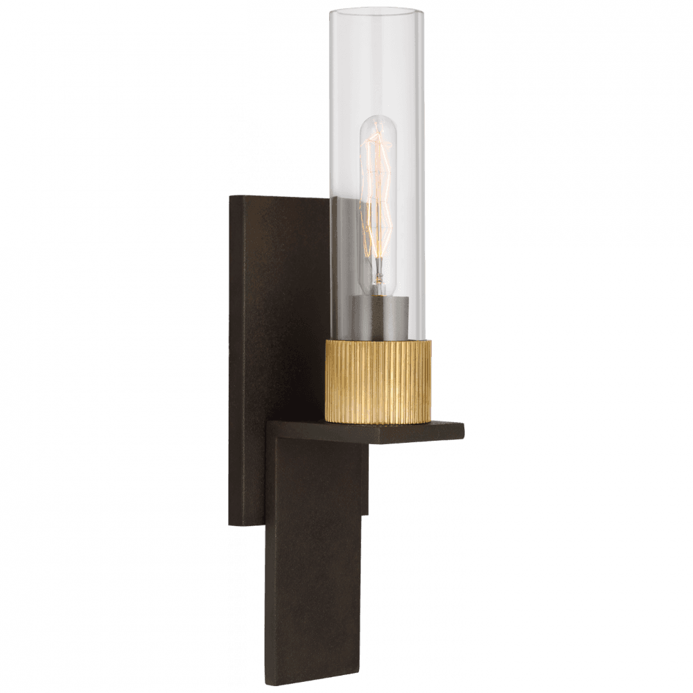 Visual Comfort Signature Beza Small Bath Wall Sconce Warm Iron and Antique Brass