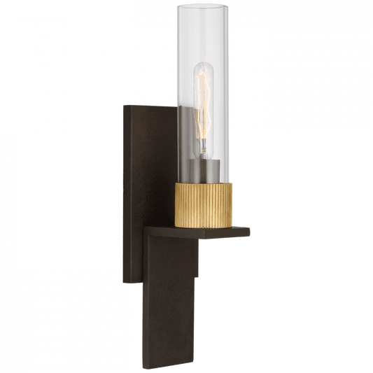 Visual Comfort Signature Beza Small Bath Wall Sconce Warm Iron and Antique Brass