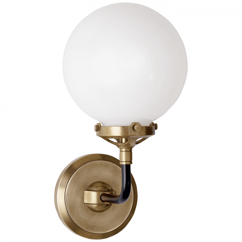 Visual Comfort Signature Bistro Bathroom Wall Sconce Hand-Rubbed Antique Brass and Black