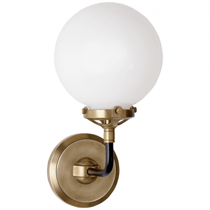 Visual Comfort Signature Bistro Bathroom Wall Sconce Hand-Rubbed Antique Brass and Black