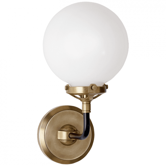 Visual Comfort Signature Bistro Bathroom Wall Sconce Hand-Rubbed Antique Brass and Black