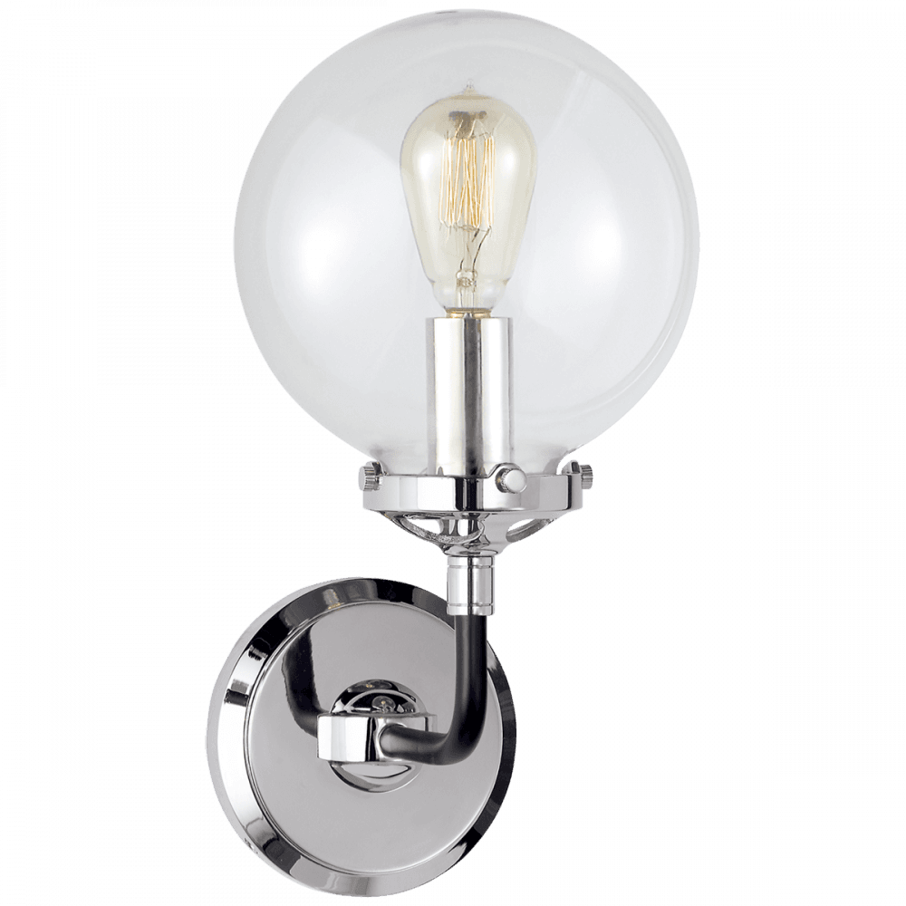 Visual Comfort Signature Bistro Bathroom Wall Sconce Polished Nickel and Black