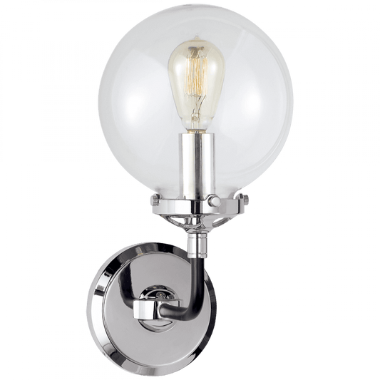 Visual Comfort Signature Bistro Bathroom Wall Sconce Polished Nickel and Black